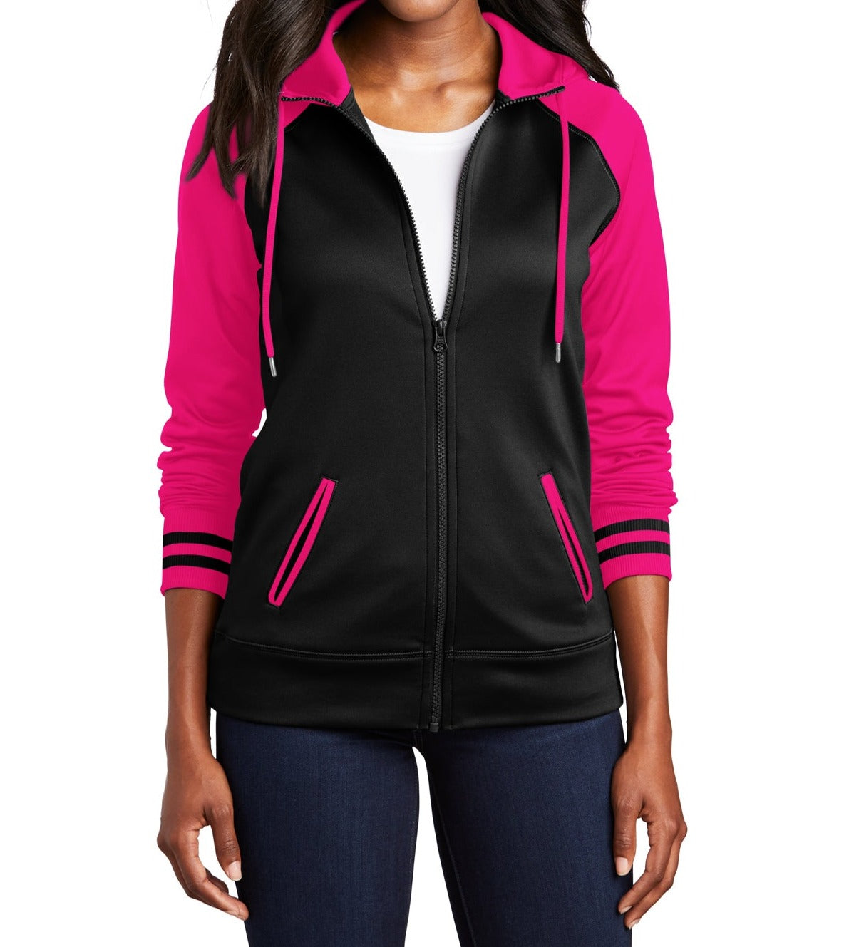 Ladies Sport-Wick® Varsity Fleece Full-Zip Hooded Jacket