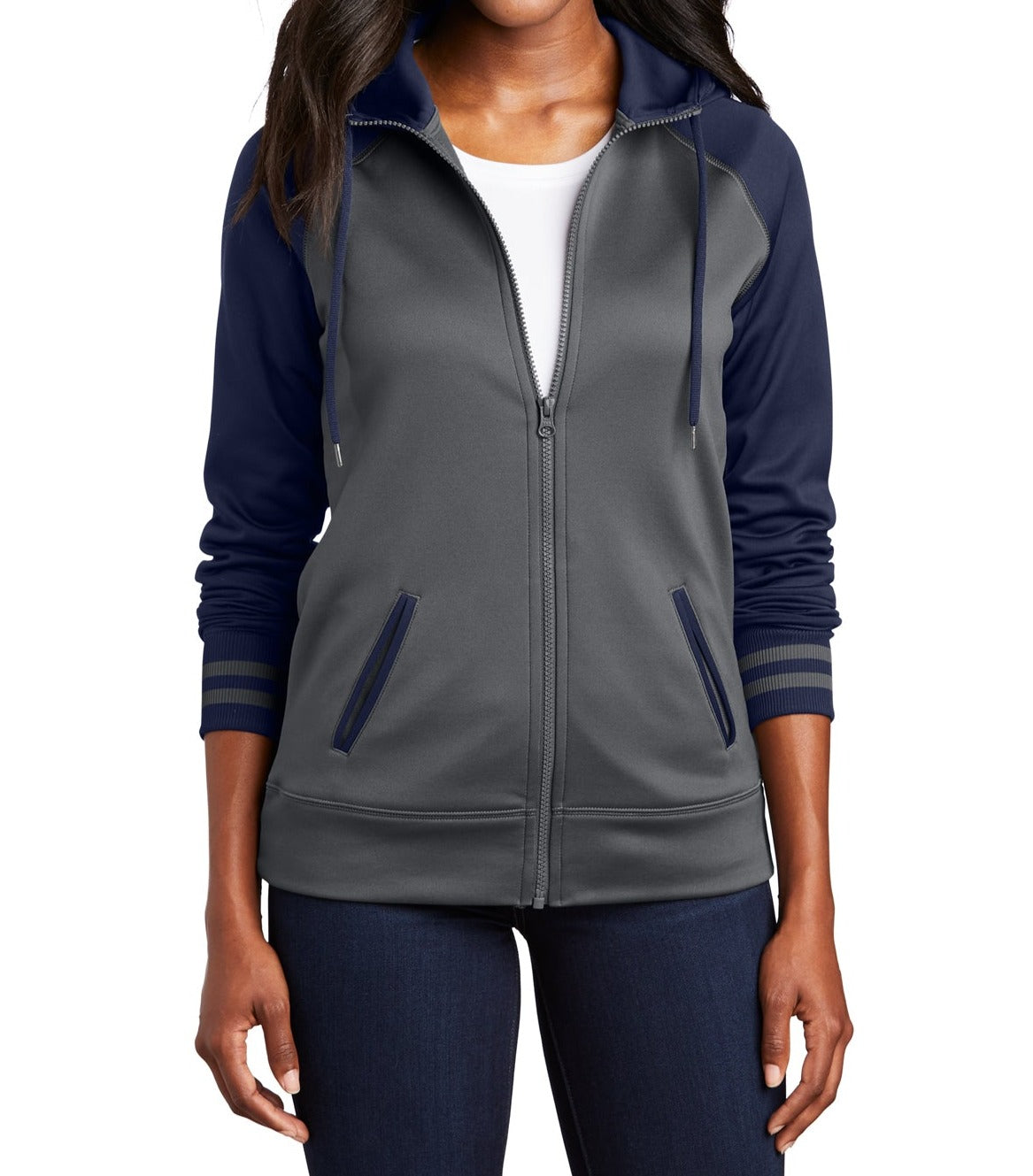 Ladies Sport-Wick® Varsity Fleece Full-Zip Hooded Jacket