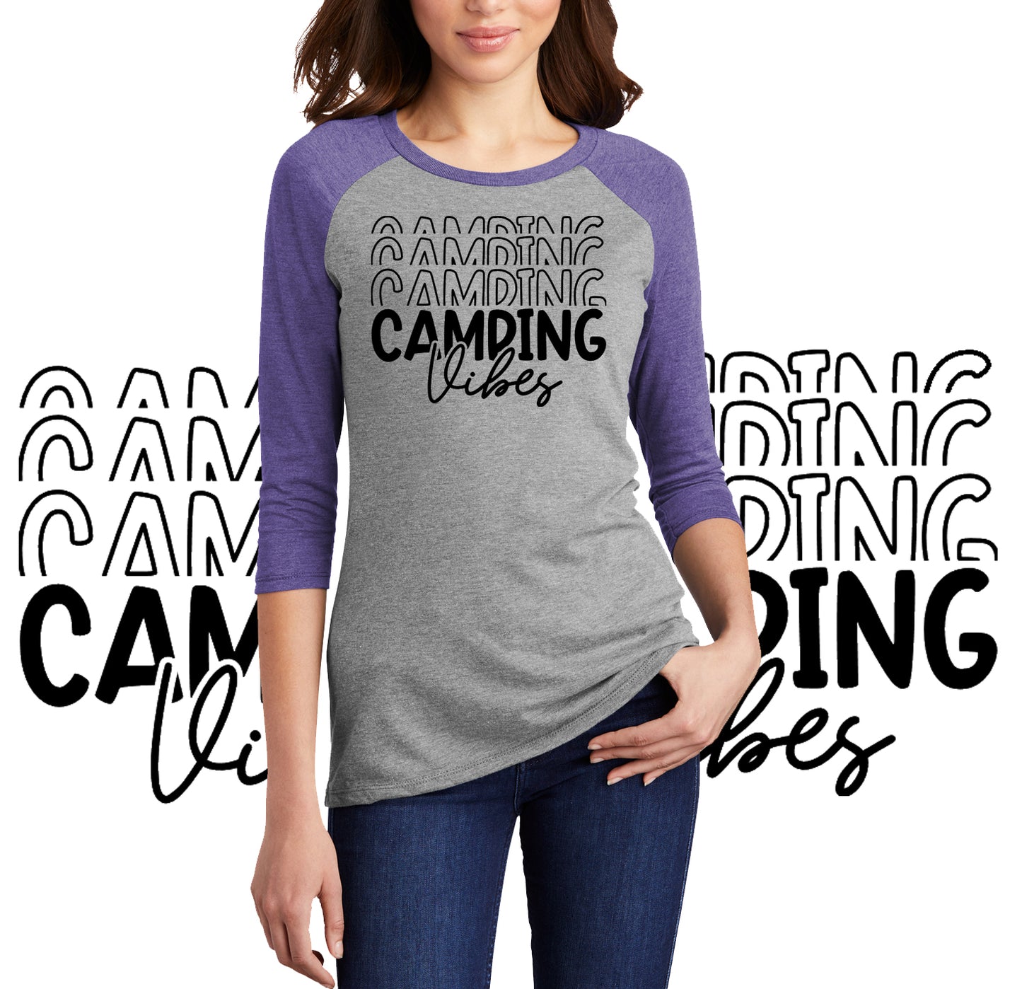 Ladies Baseball CAMPING VIBES tee